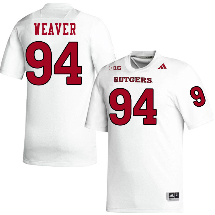 Rutgers Scarlet Knights #94 Bradley Weaver College Football Jerseys,Uniforms-White